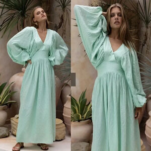 Miss June Paris green Angie flowy maxi dress size Small